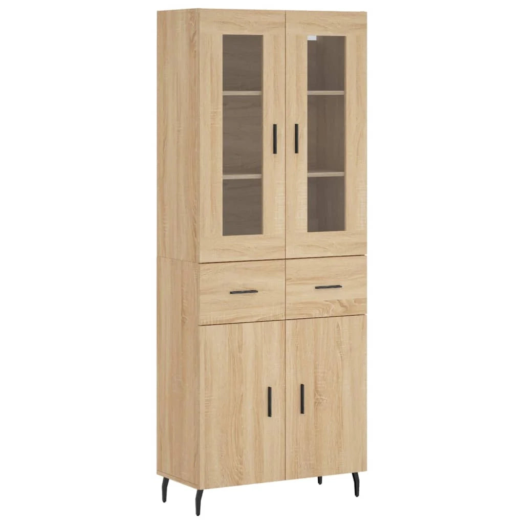 Buffet credenza cassettiera armadio mobile contenitore organizer cucina soggiorno salotto rovere Sonoma alto 69,5 x 34 x 180 cm legno ingegnerizzato marrone 02_0034193
