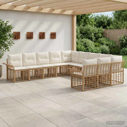 Set di divani da esterno 11 pcs Naturale e Bianco Crema 3437782