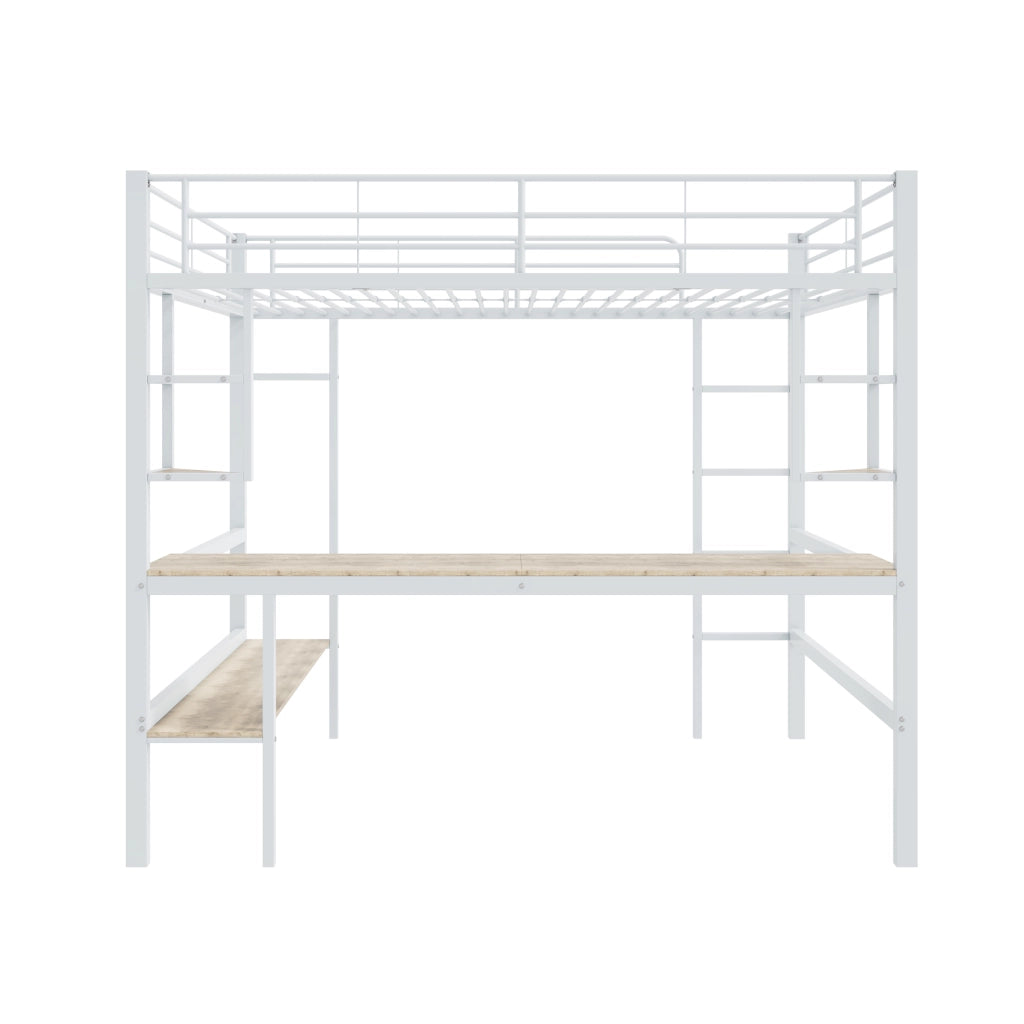 LETTO a soppalco con scrivania 140x200 cm metallo bianco