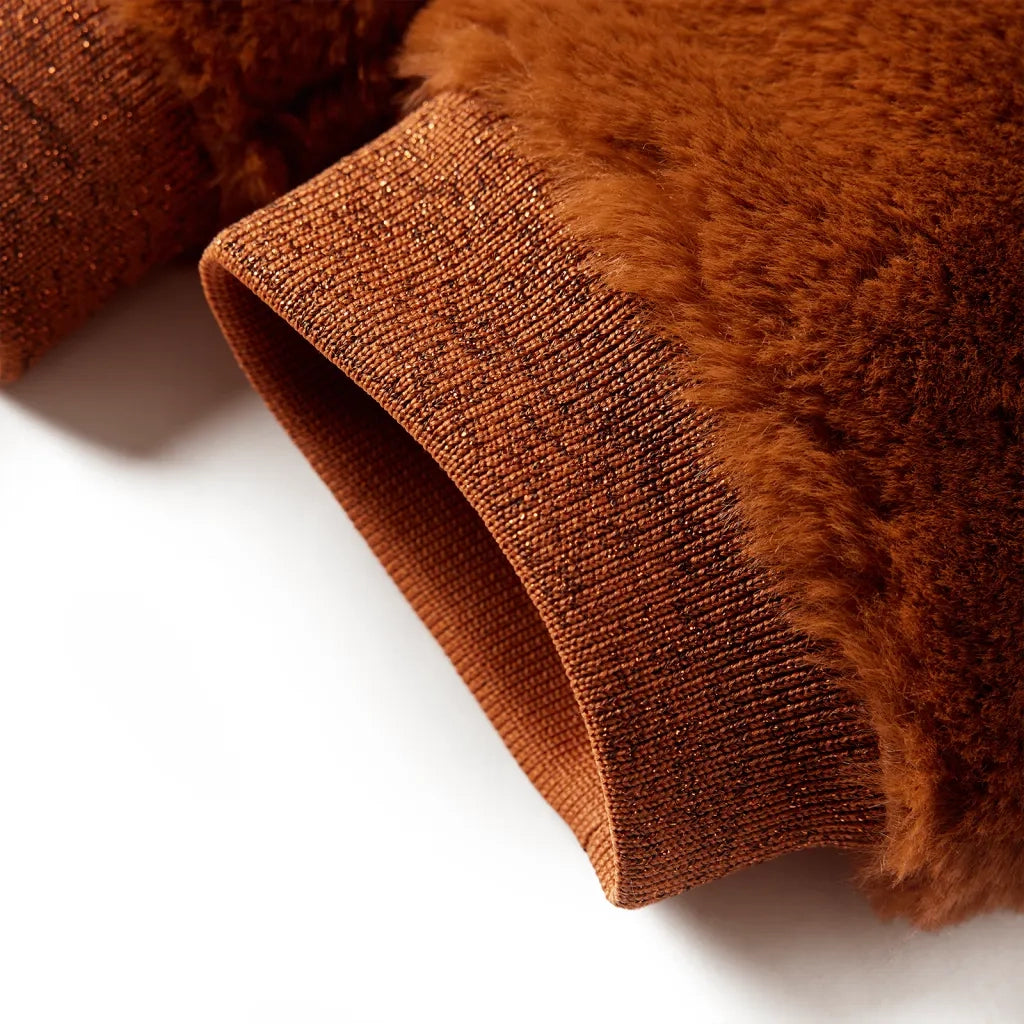 Giacca con Cappuccio per Bambini in Pelliccia Sintetica Cognac 128 CFW7740975