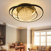 ZMH Plafoniera LED moderna rotonda nera luce bianca calda 3000K 40W lampada di cristallo per corridoio ufficio o studio