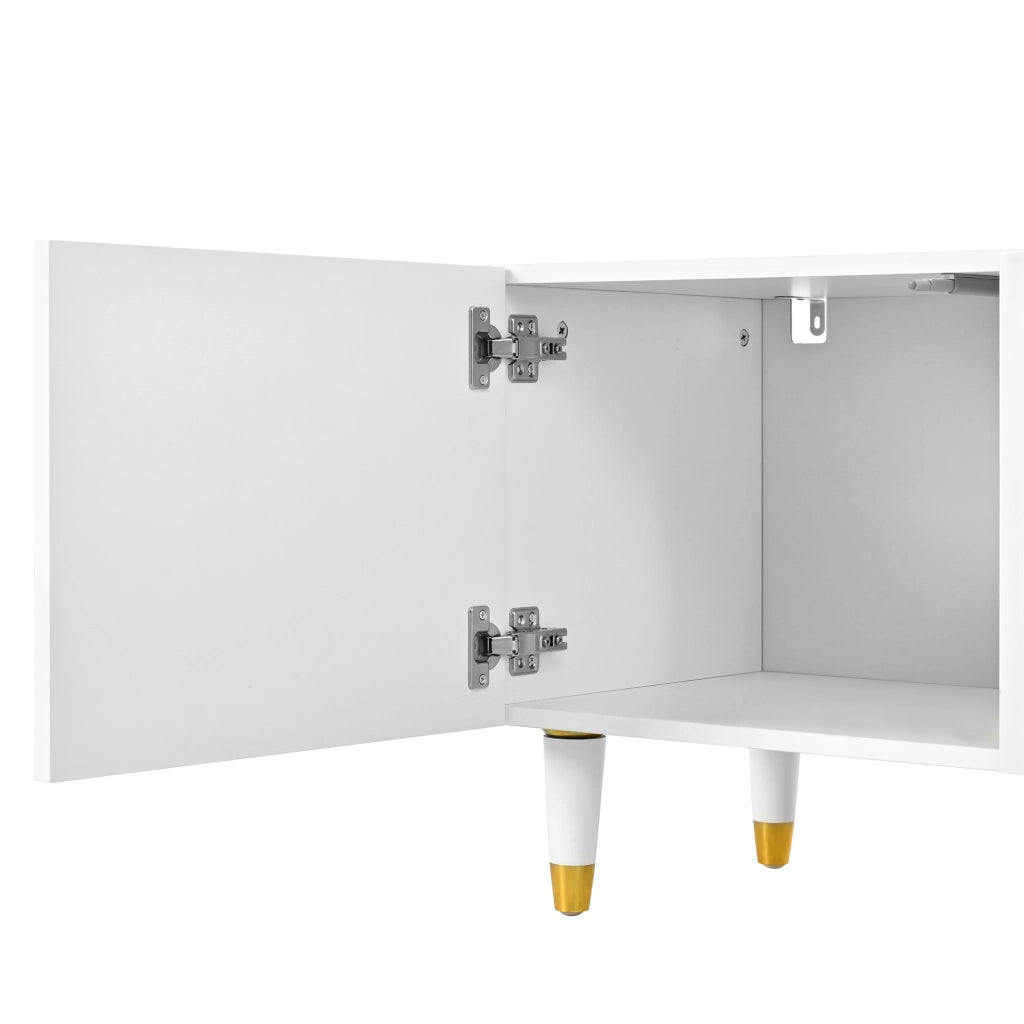 Mobile TV con 4 ante; vani aperti e passacavi - per soggiorno - 180 x 40 x 50 cm - bianco