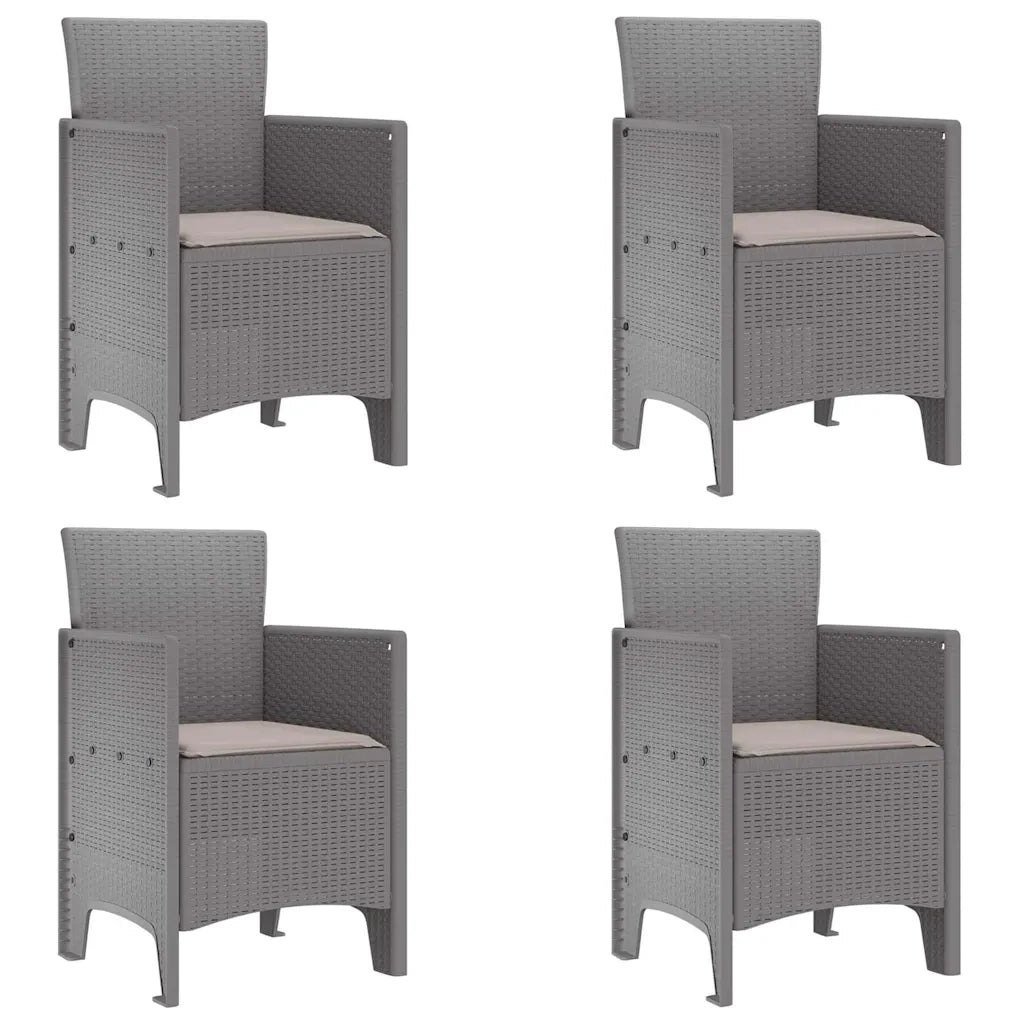 Set da Pranzo per Giardino 5 pcs Grigio chiaro Rattan Polt
