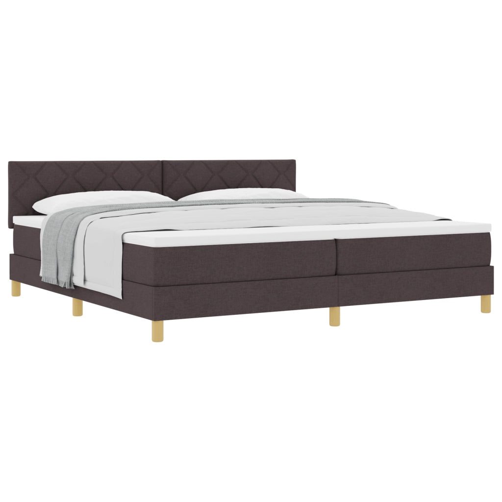 Letto con Rete e Materasso Marrone Scuro 200x200 cm Tessuto