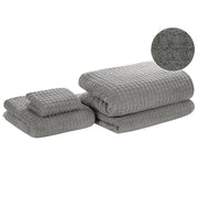 Set di 4 asciugamani da bagno e telo da bagno per ospiti in cotone grigio a bassa torsione