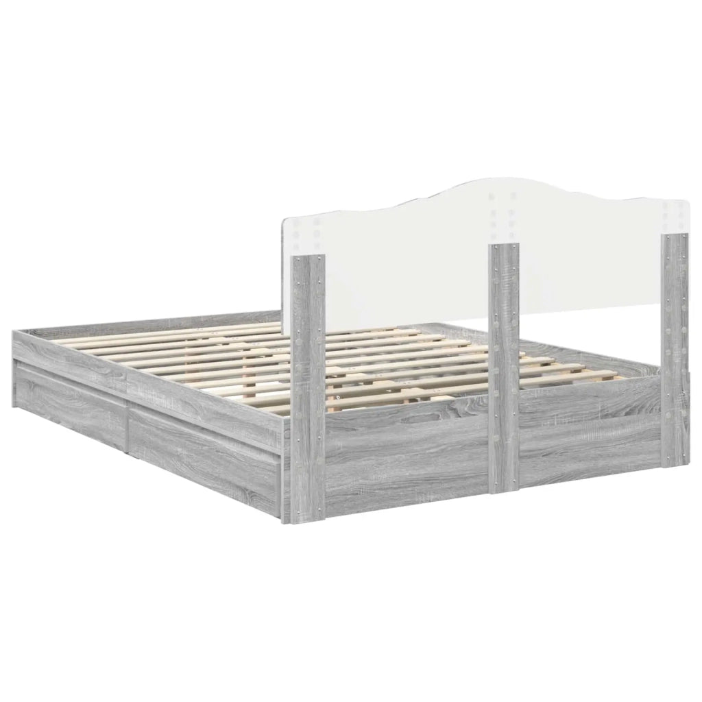 Letto con Contenitore con testiera Grigio Sonoma 160 x 200 cm 3413080