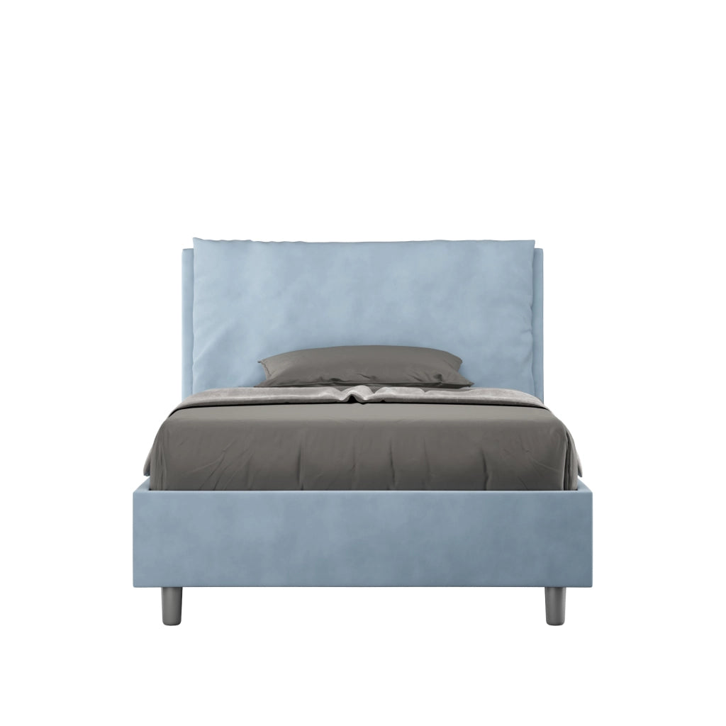 BS COM Letto una piazza e mezza contenitore imbottito 110x190 microfibra azzurro