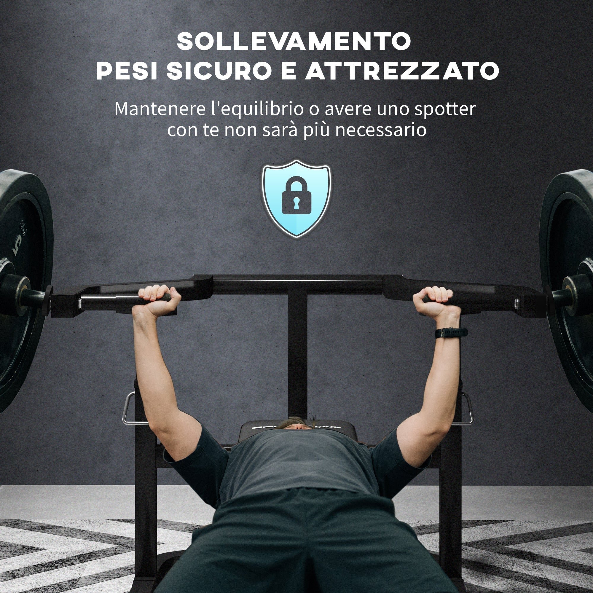 Panca per Pettorali ad Altezza Regolabile 150x150x60-85 cm in Acciaio Nero