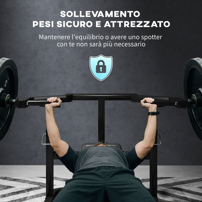 Panca per Pettorali ad Altezza Regolabile 150x150x60-85 cm in Acciaio Nero