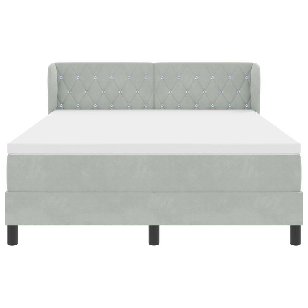 Letto con Box Spring e Materasso Grigio Chiaro 140x200 cm in Velluto