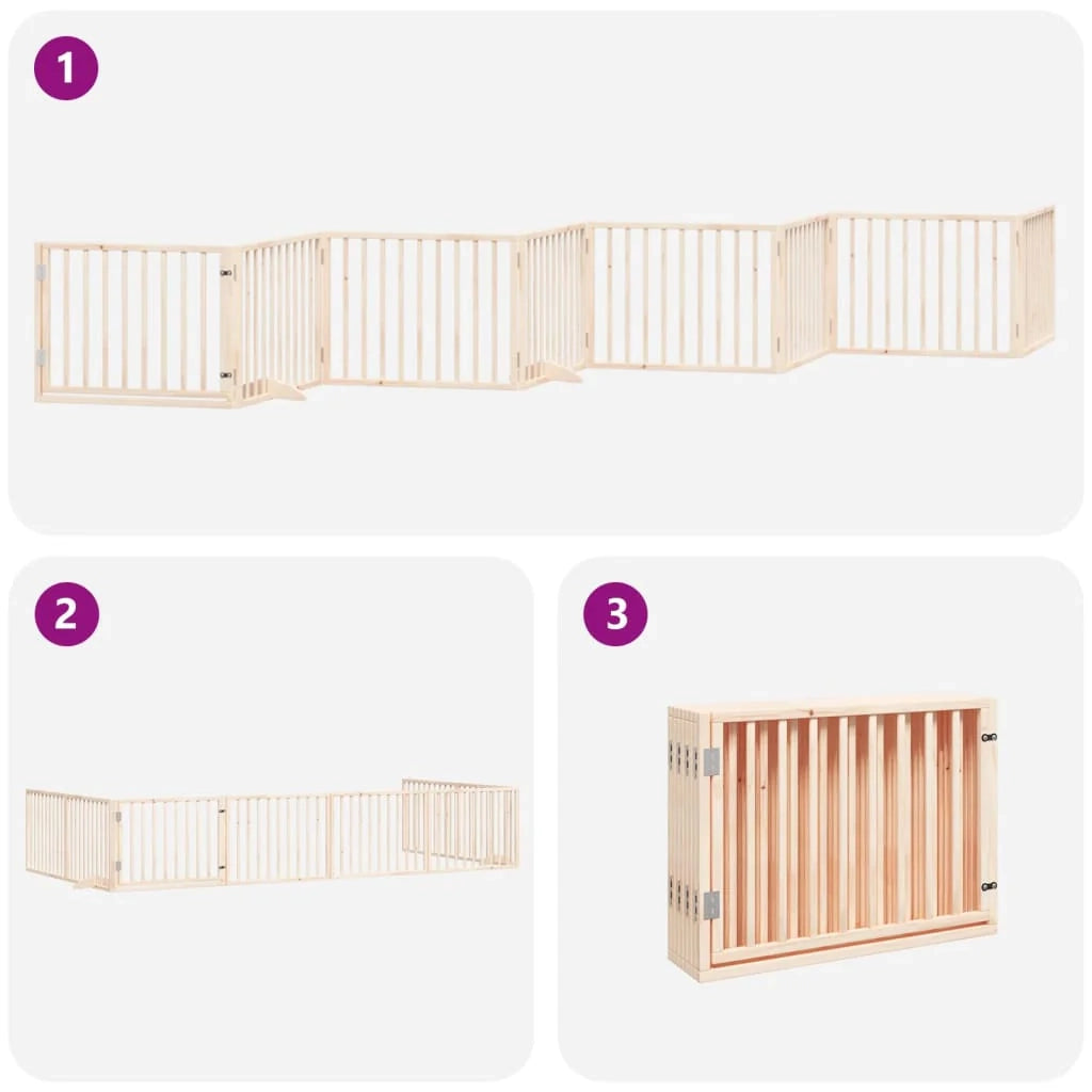 Cancelletto di sicurezza per animali domestici porta pieghevole 8 pannelli legno di pioppo marrone 02_0023247