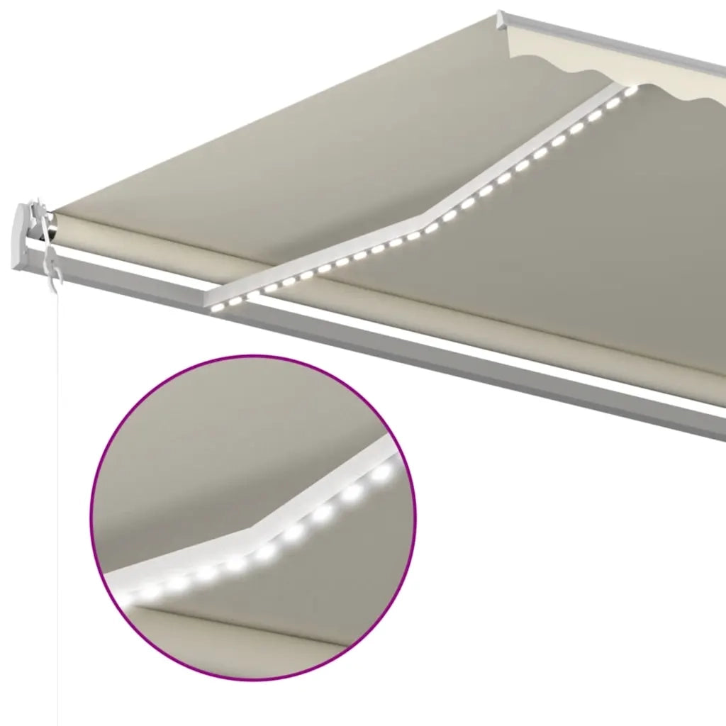 vidaXL Tenda Automatica con Sensore Vento e LED 600x300 cm Crema