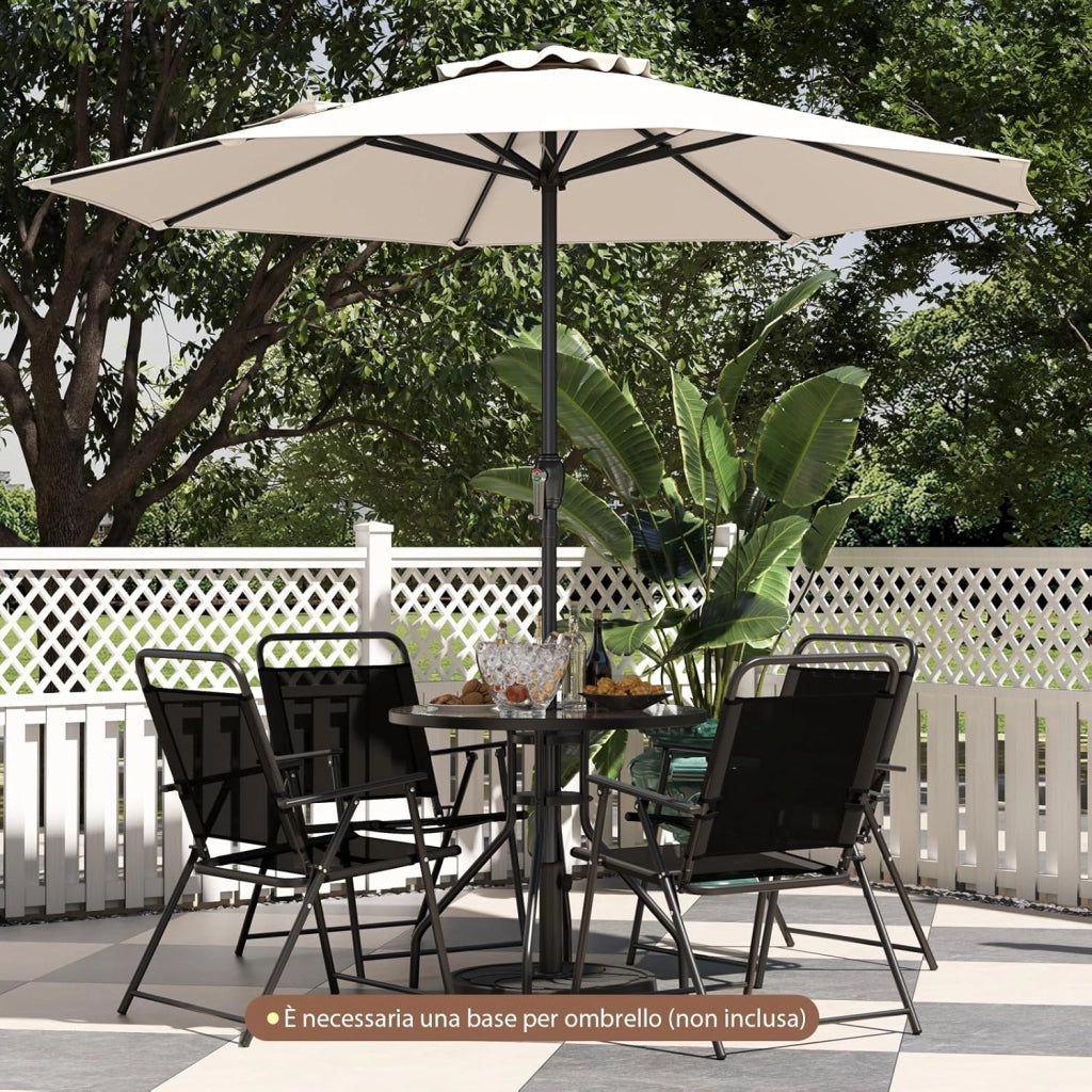 Ombrellone da Giardino 260 cm, Ombrellone con Manovella e 8 Stecche, Tettuccio Ventilato, per Cortile Piscina Giardino (Beige, 260 cm 8 Stecche)