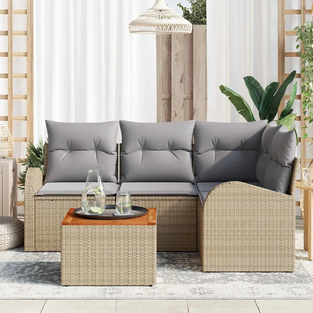 Set Divano da Giardino 5 pcs Beige e Grigio Chiaro polyrattan 3356243