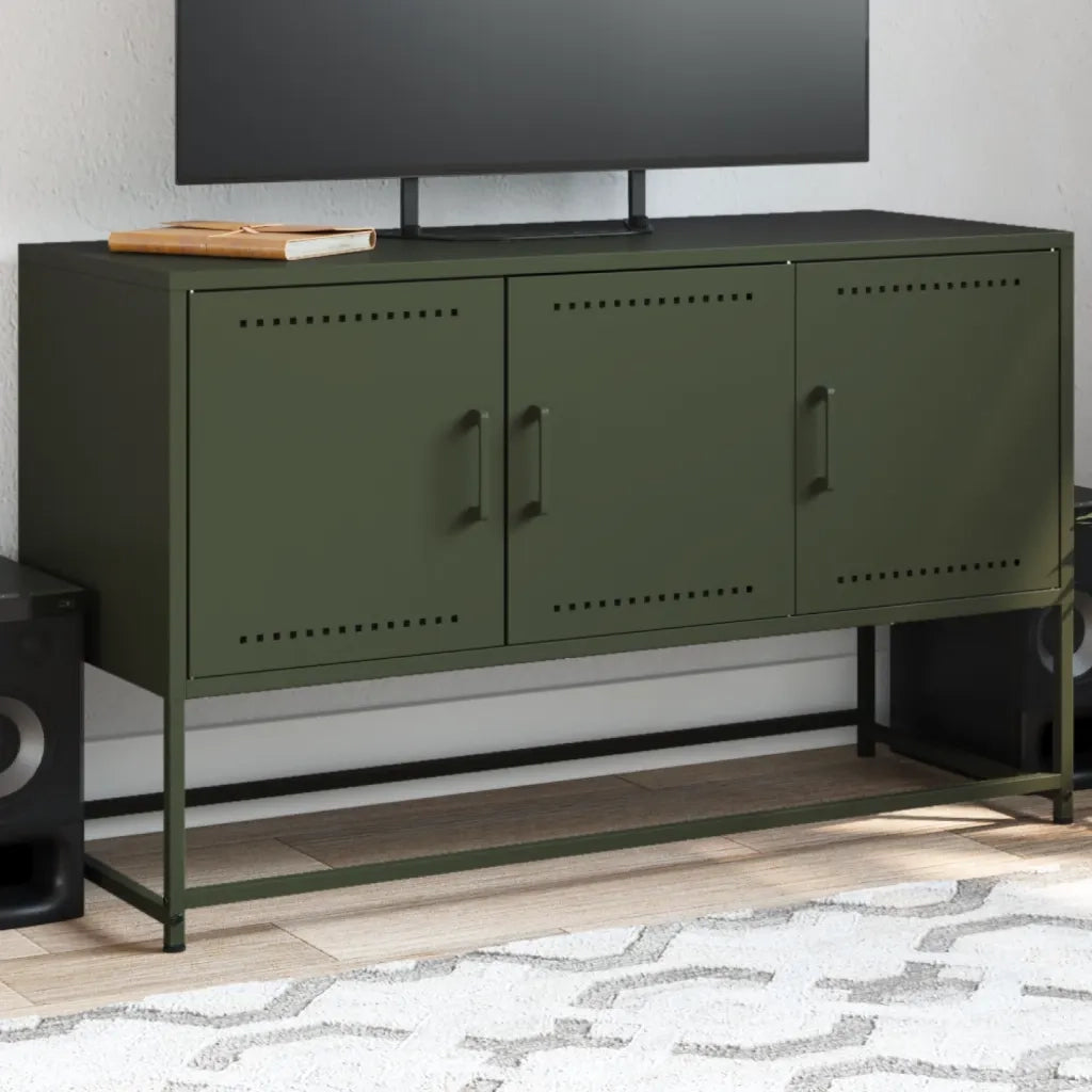 Mobile TV | Armadietto TV | Mobile Porta TV Verde Oliva 100,5x39x60,5 cm in Acciaio