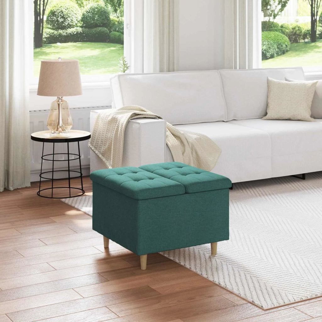 Pouf contenitore Verde Scuro 60 x 60 x 45 cm Tessuto