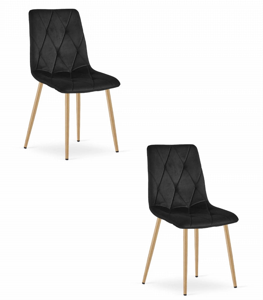 Sedia Valora TYRA in velluto nero con gambe color legno x2
