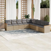 Set Divano da Giardino 9 pz con Cuscini Beige in Polyrattan 3258461