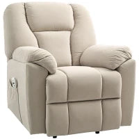 Poltrona Reclinabile Elettrica con Funzione Massaggio e Riscaldamento con Schienale Inclinabile, Porte USB, Telecomando, Beige