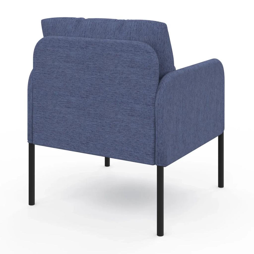 IDMarket - Poltrona AUGUSTE tessuto blu gambe in metallo nero