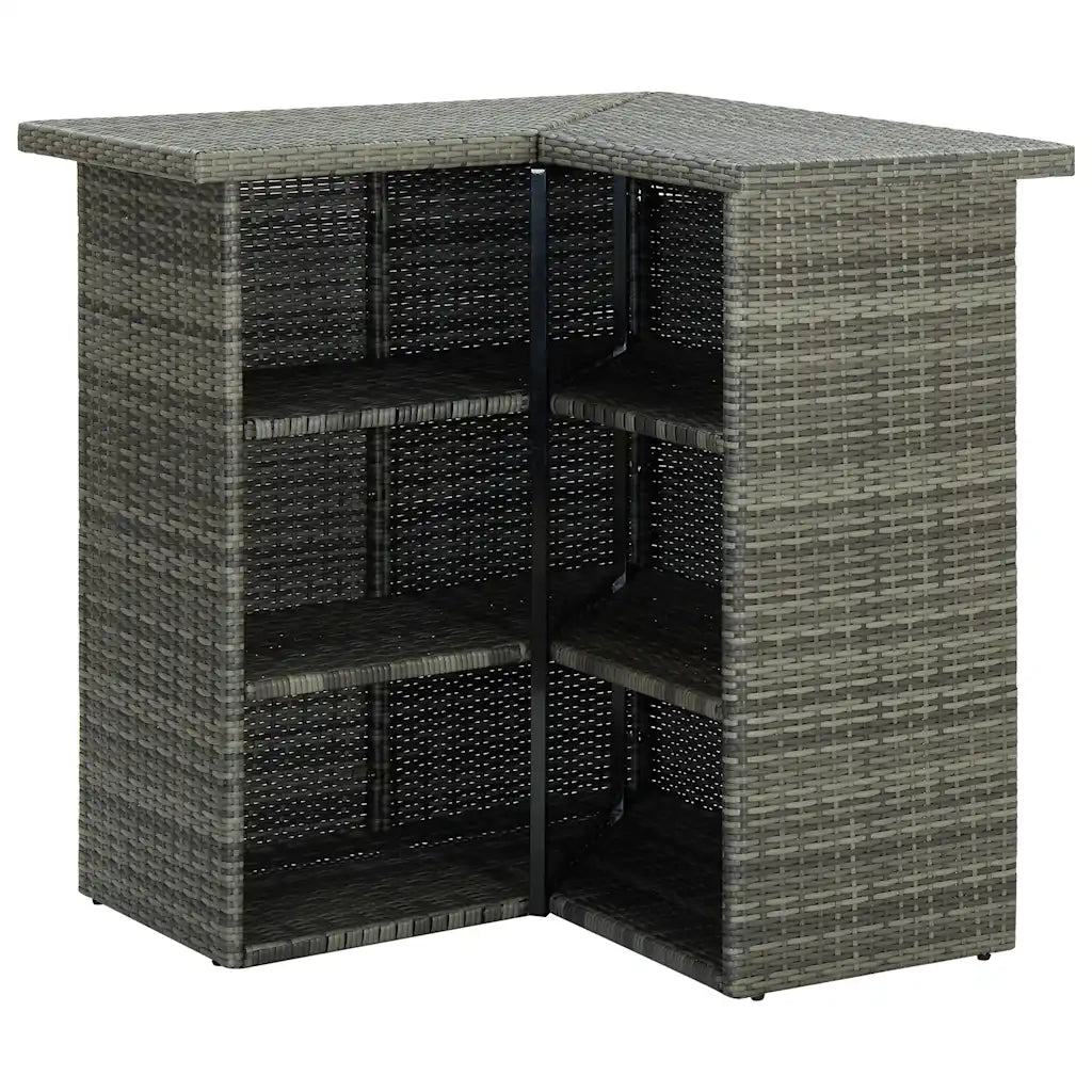 Tavolo da Bar Angolare Grigio 100x50x105 cm in Polyrattan 313482