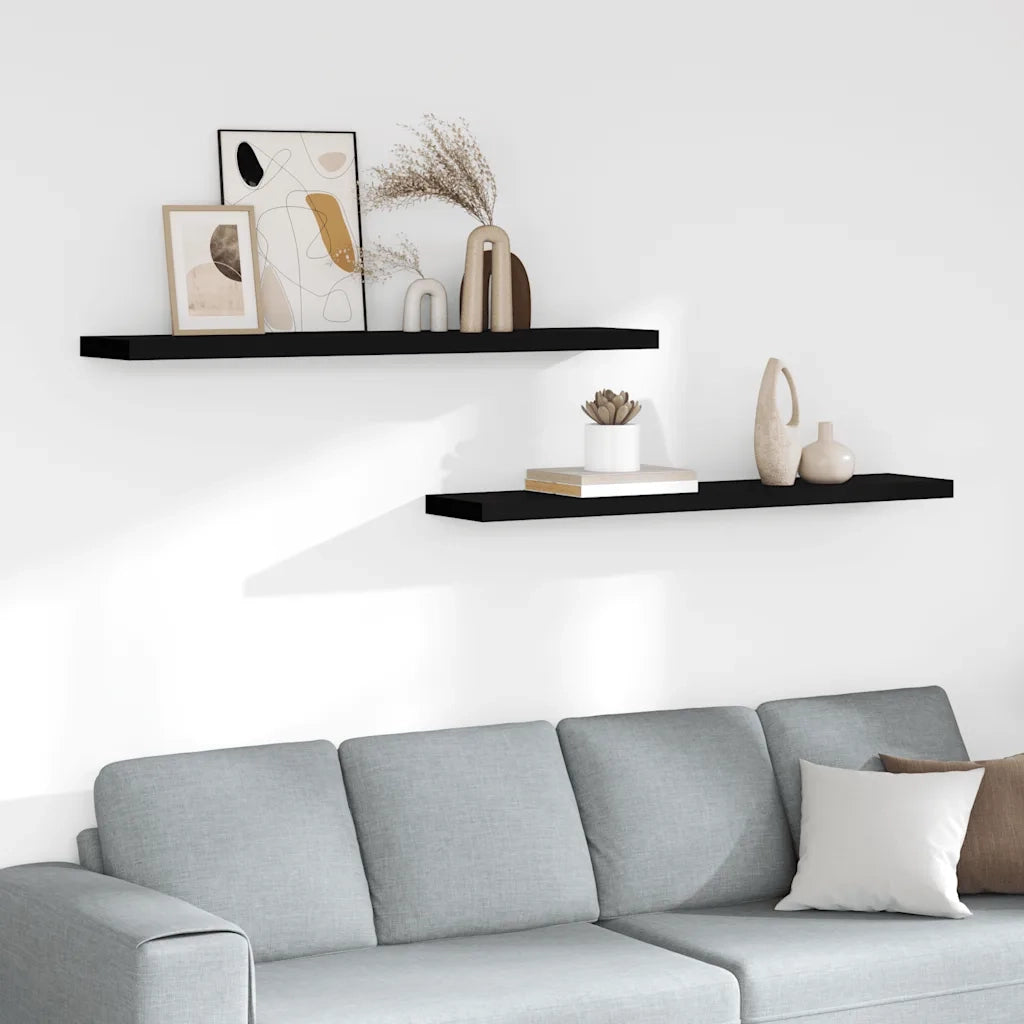 Scaffali a Parete 2 pz Neri 120x23,5x3,8 cm in MDF cod mxl 33614