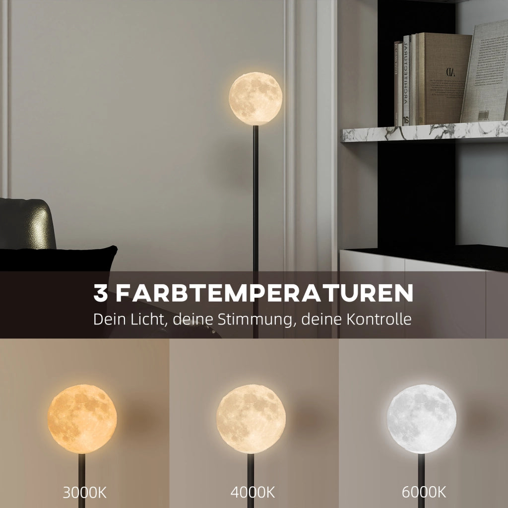 Lampada da terra con paralume effetto luna ¨C zephmum ¨C nero, metallo