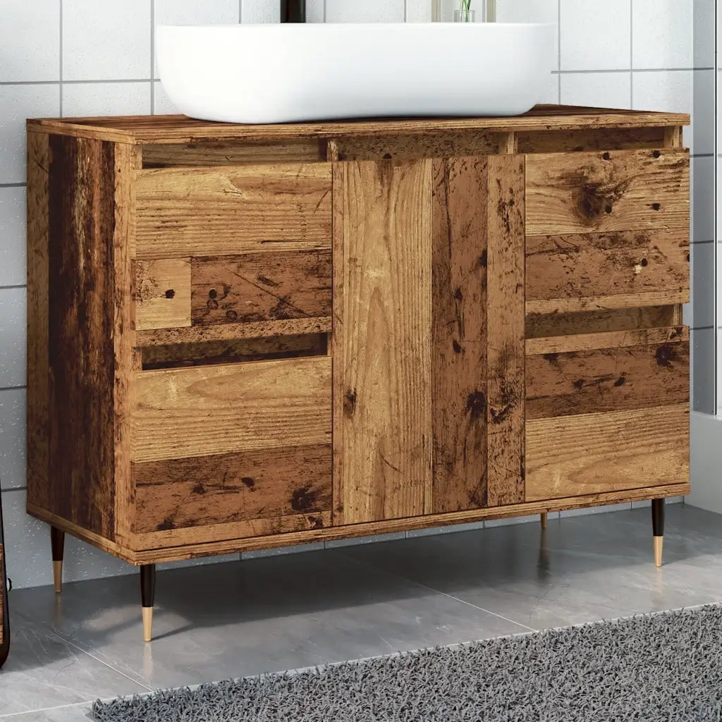 Mobile da Bagno Legno Antico 80x33x60 cm in Legno Multistrato 857232
