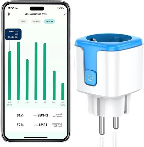 Contatto Wi-Fi con contatore di energia elettromagnetico - misurazione della corrente - timer - 16 A 24 GHz