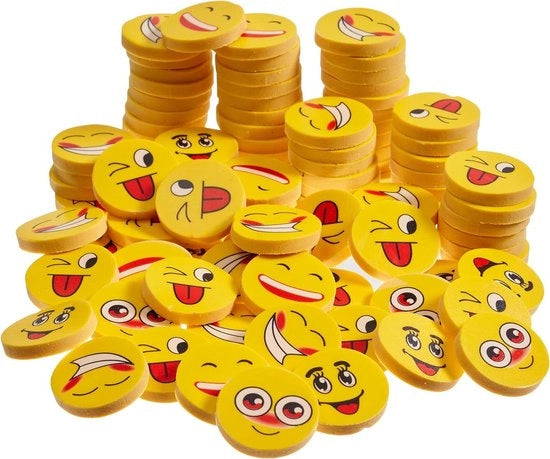 100 Gomme Emoji - 6 Diversi Disegni di Sorriso - Regalo Ideale per Feste di Compleanno dei Bambini