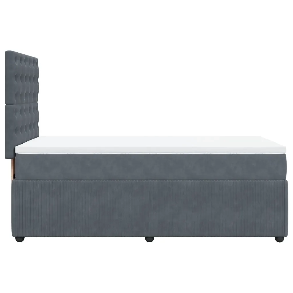 Giroletto a Molle con Materasso Grigio Scuro 90x200 cm Velluto