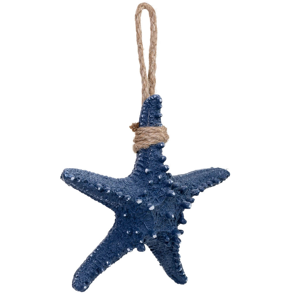 Decorazione a forma di stella da appendere in resina blu 17x6,5x25h cm