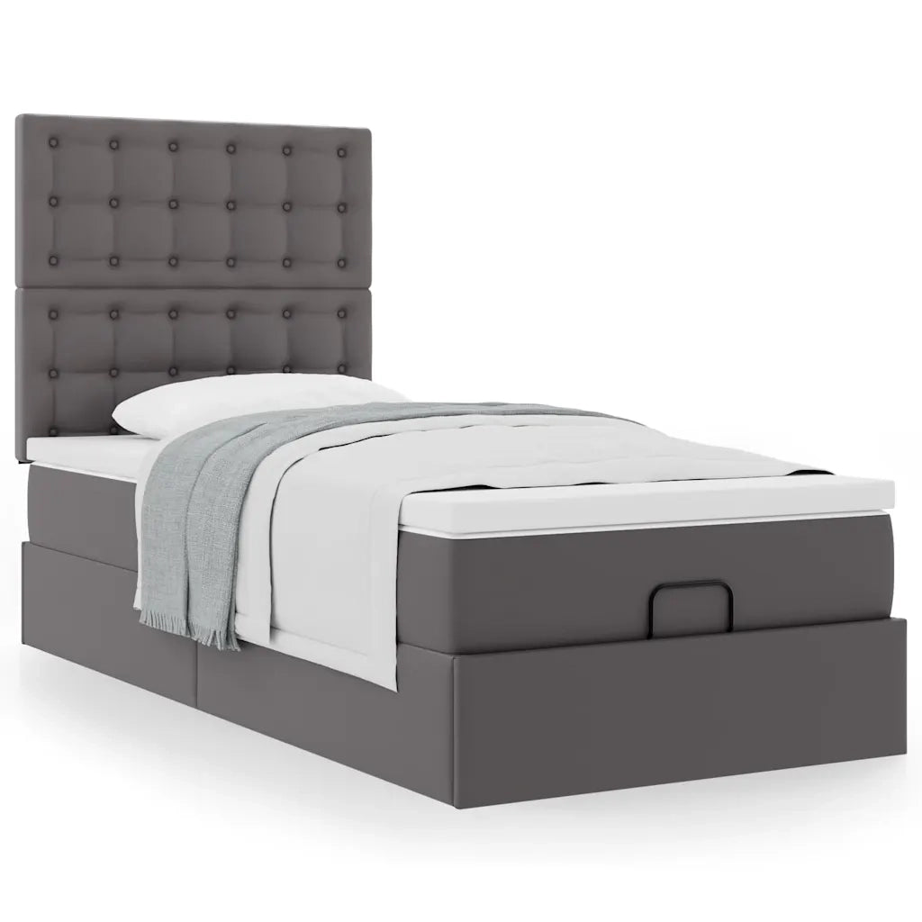 Letto Pouf con Materasso Grigio 100x200 cm Similpelle 3312989