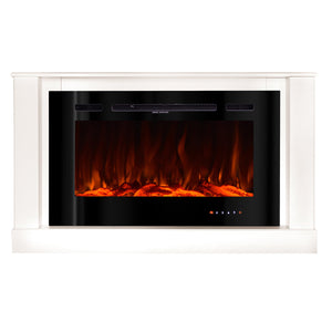 Camino Elettrico da Pavimento 72,5x121,5x30 cm Effetto Fiamma 1500W Bernard mini & Adeli Bianco