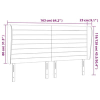 Testiera ad Orecchio Tortora 163x23x118/128 cm in Tessuto