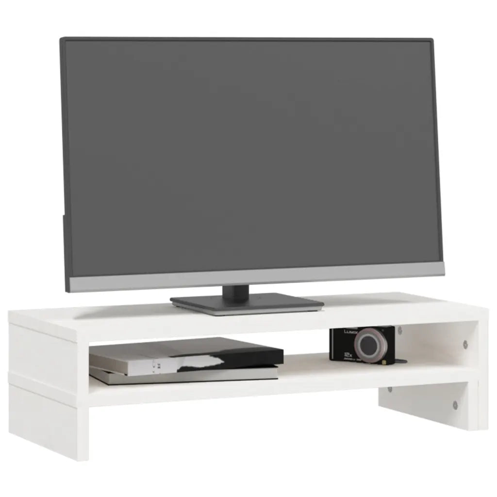 Supporto Monitor Bianco (52-101)x22x14 cm Legno Massello Pino