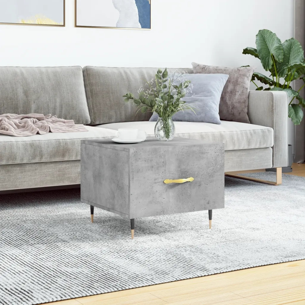 Tavolino Salotto-Tavolino da soggiorno-Tavolo Grigio Cemento 50x50x40 cm Legno Multistrato 548254
