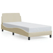Letto singolo | Letto per adulti | Giroletto con Testiera Dover Crema 90x200 cm Tessuto