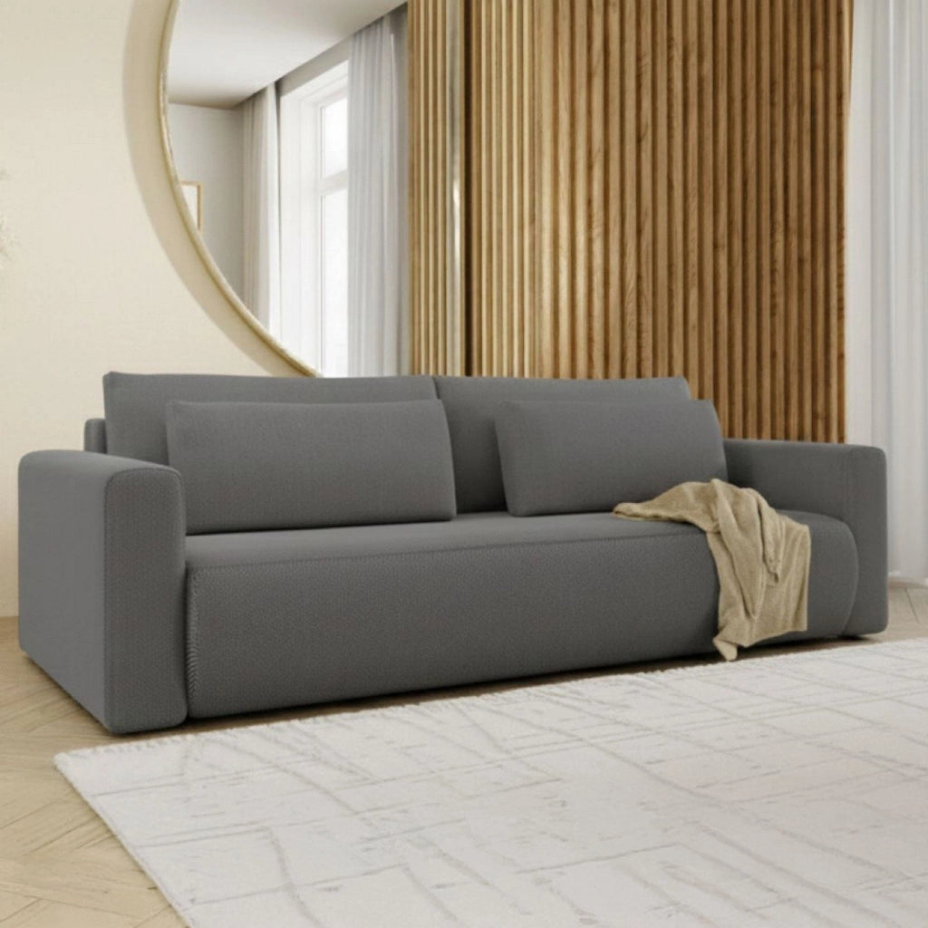 Erbezzo, Divano Letto 2 Posti Contenitore, 240x105 cm Grigio