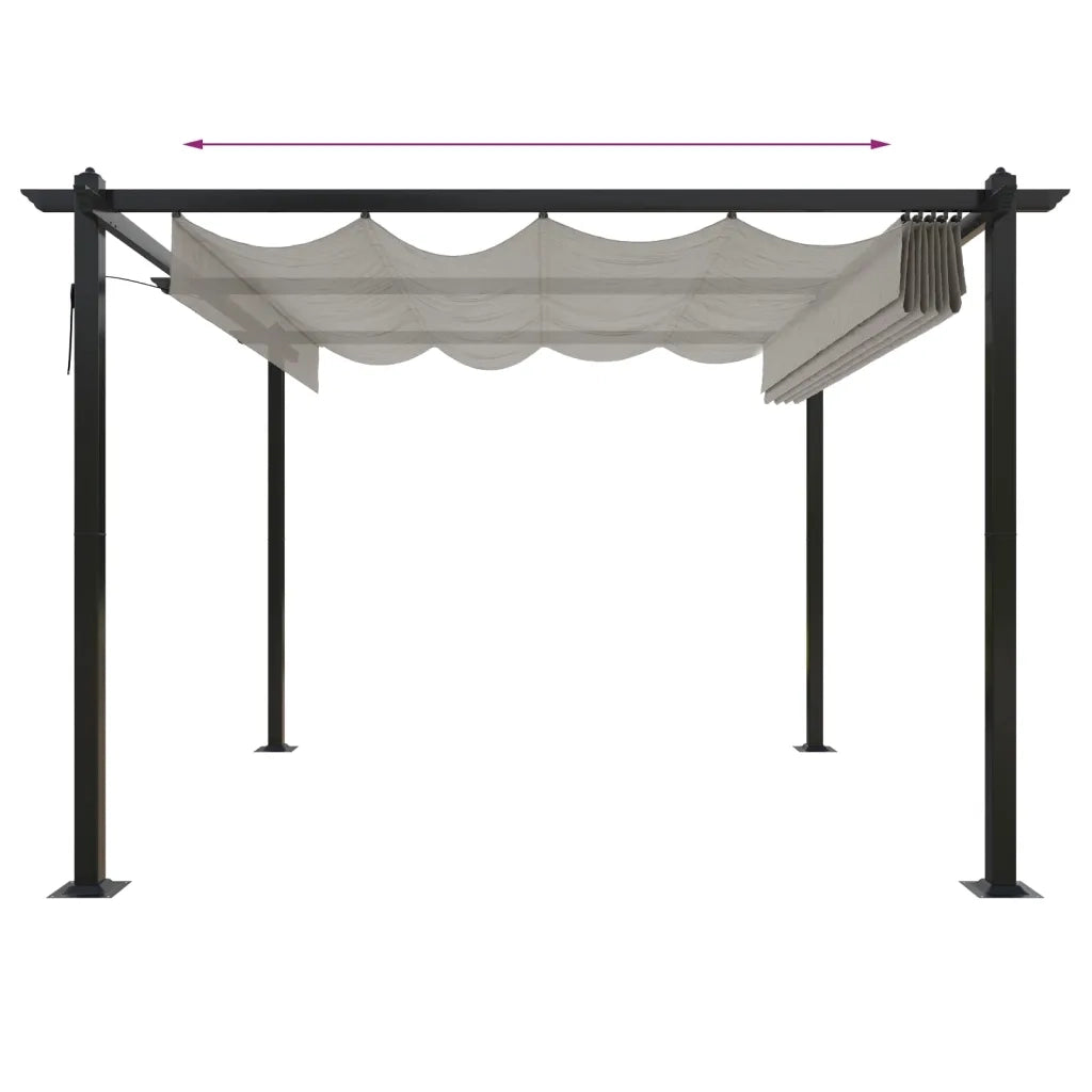 Pergola da Giardino con Tetto Retrattile 3x3 m Crema