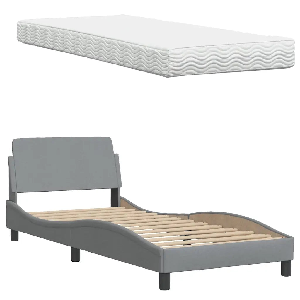 vidaXL Letto con Materasso Grigio Chiaro 90x200 cm in Tessuto