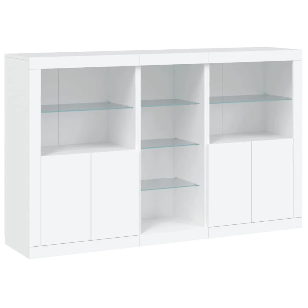 Buffet credenza cassettiera armadio mobile contenitore organizer per cucina soggiorno salotto con luci LED 162 x 37 x 100 cm bianco 02_0029830