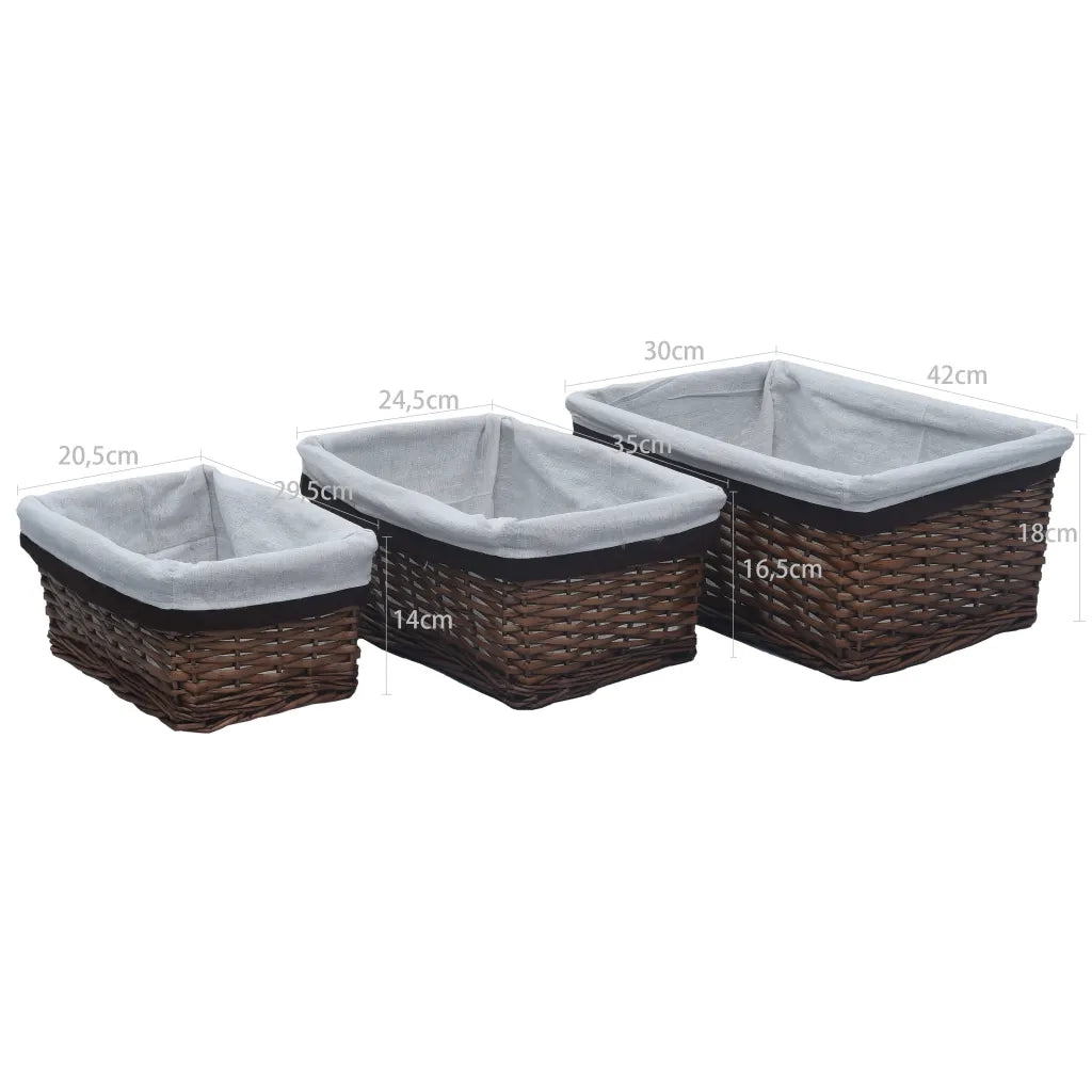 Set Cestini Impilabili 3 pz Marroni in Salice CFW5415704