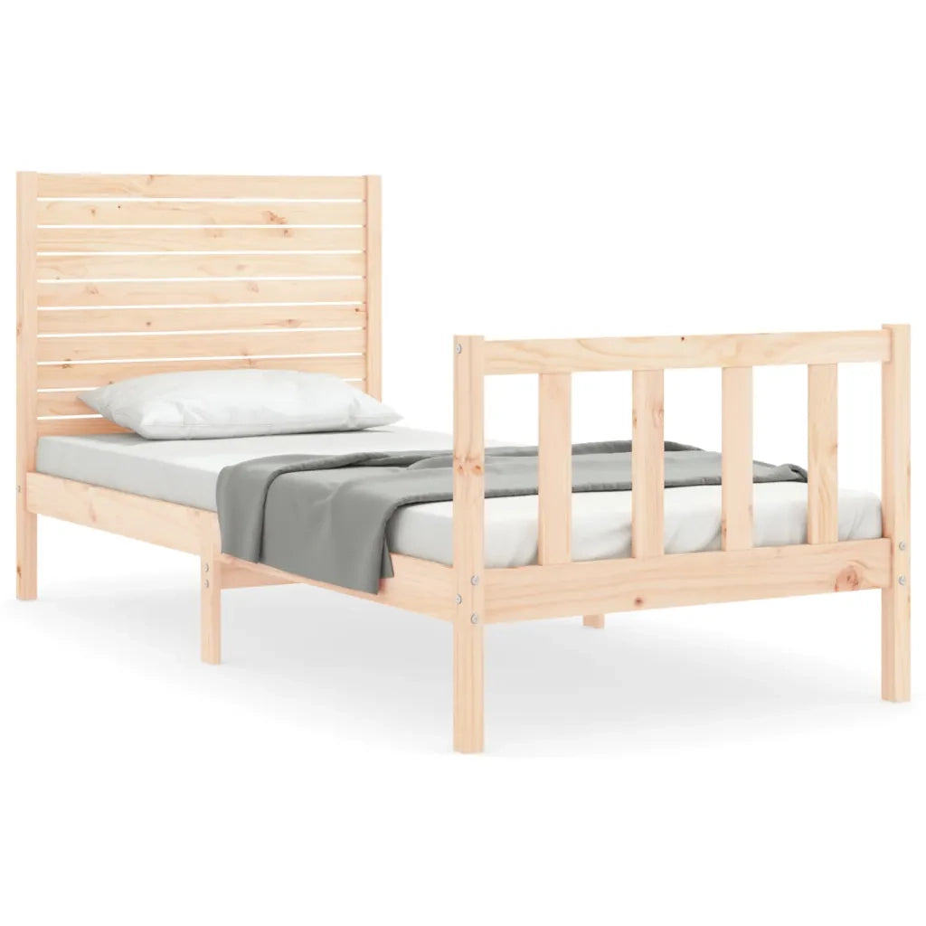 Giroletto con Testiera Single-Struttura Letto in Legno Massello 308820