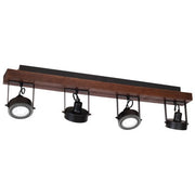 Plafoniera loft nera legno 4 spot ES111 Luminex Viva Wood