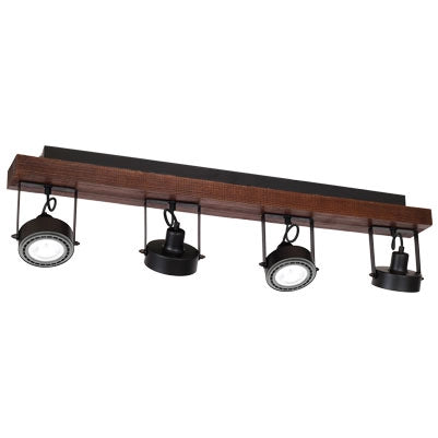 Plafoniera loft nera legno 4 spot ES111 Luminex Viva Wood