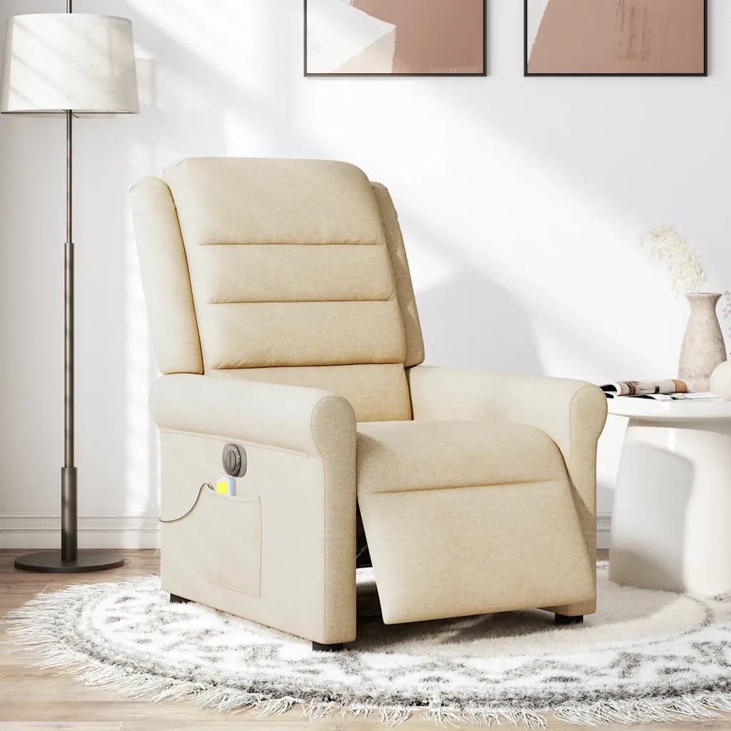 Poltrona Reclinabile Massaggiante Elettrica Crema in Tessuto 3303312
