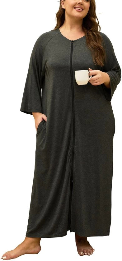 Badjas per donne plus size in cotone spesso e leggero, con cintura, per una comoda e accogliente abitacolo per donne