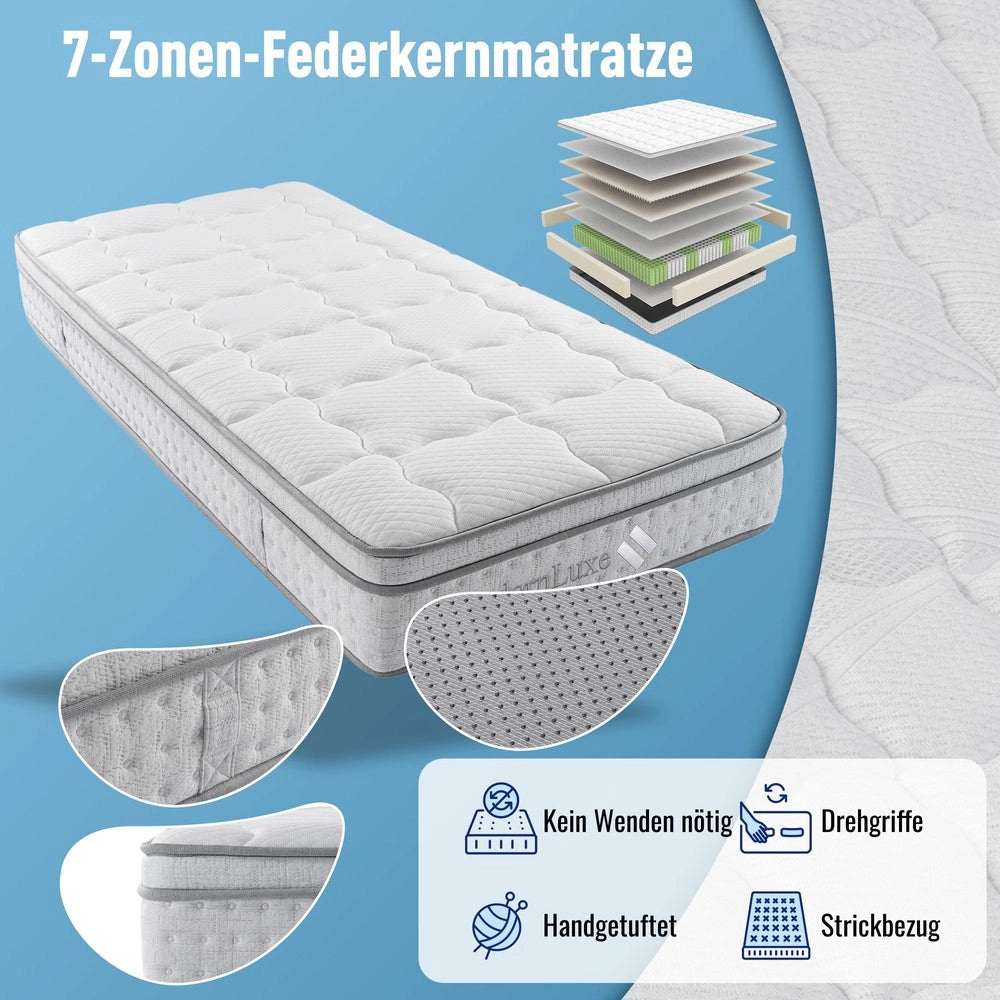 Letto Imbottito Singolo con LED e Rete a Doghe ¨C MINIMAL ¨C Lino 90x200 con Materasso