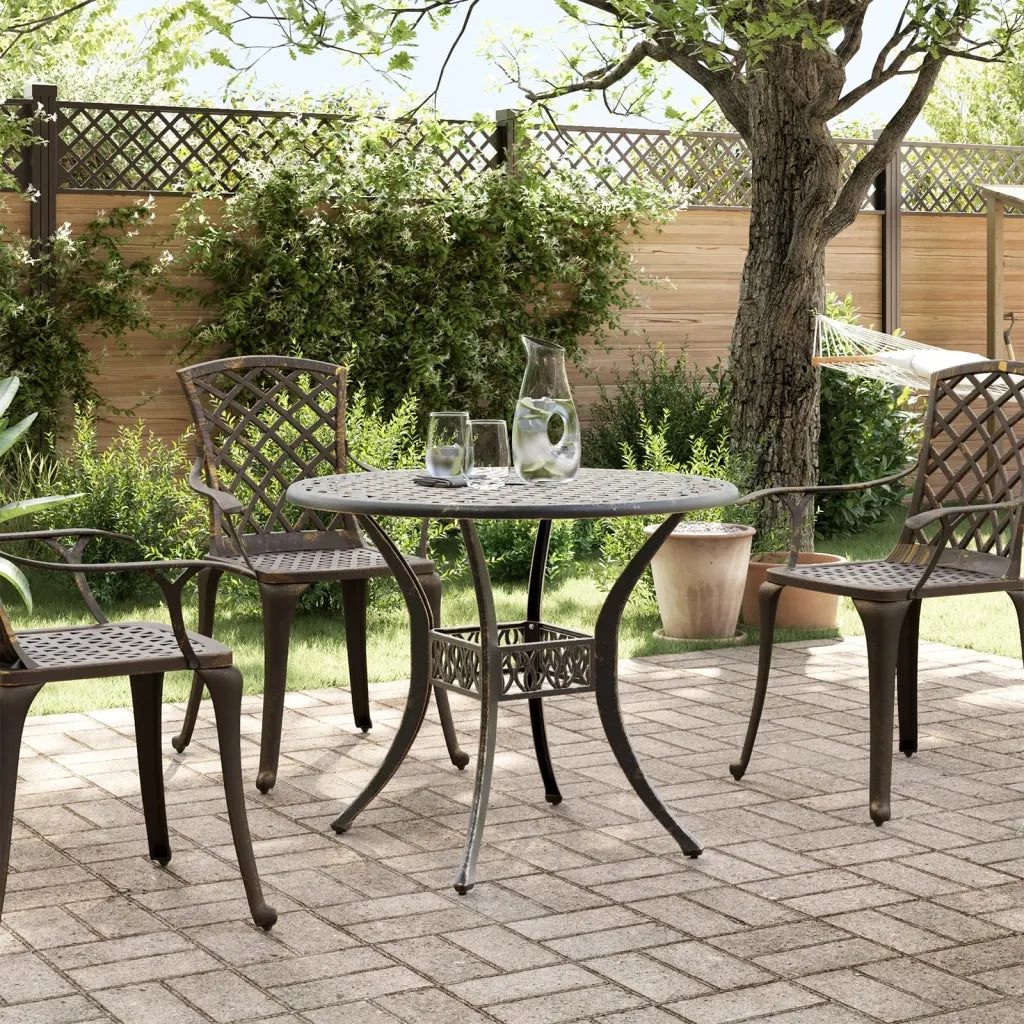 Tavolo da Giardino Bronzo Ã˜90x75 cm in Alluminio Pressofuso